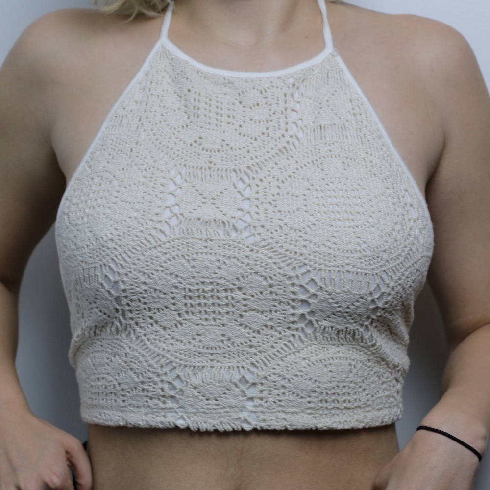 Brandy Melville Nude Detailed Crop Halter